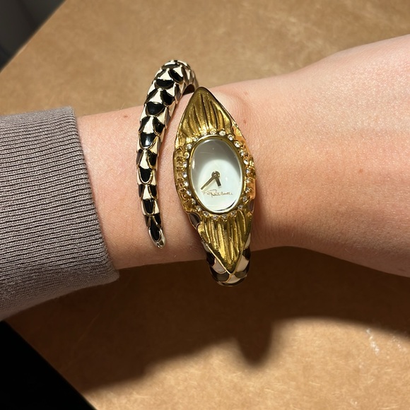 Vintage Roberto Cavalli Snake Flower SS Womens Wristwatch 24 MM - Picture 4 of 6